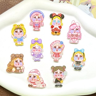 New Acrylic Cute Cartoon Crying Baby Series DIY Jewelry Accessories Patch Children's Badge Brooch Wholesale