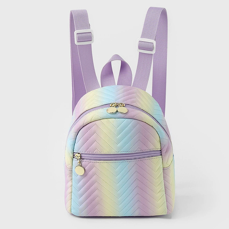 Mini backpack shoulder bag, compact multicoloured design, quilted, 18×19×10 cm