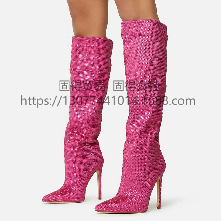 Европа и внешняя торговля США, женские сапоги для горячего бурения, однотонная женская обувь на тонком каблуке