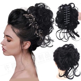 Wig Meatball Head Women's Fashion Large Grab Clip Long Whare Messy Curls Hair Ring Women's Plate Hair Bun Curls Hair Bag Europe and America Cross-border