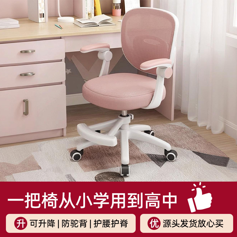 Children's Study Chair, Comfortable for Long Sitting, Suitable for Primary and Secondary School Students, Writing Chair, Posture Correction, Adjustable Height, Swivel Study Chair