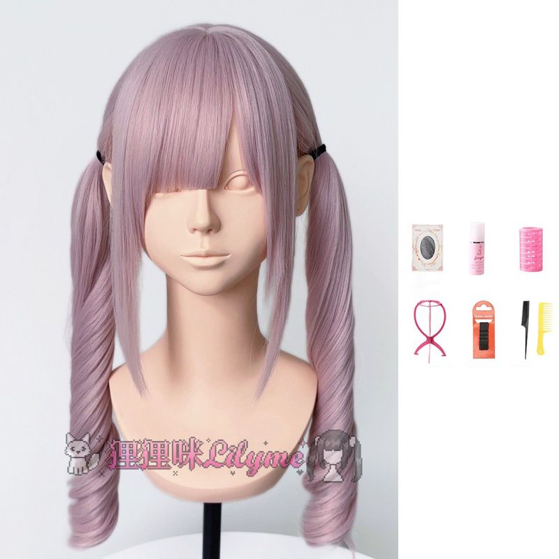【白桃卷】假发女浅粉色齐刘海罗马卷日系lolita自然萝莉全头套式|undefined