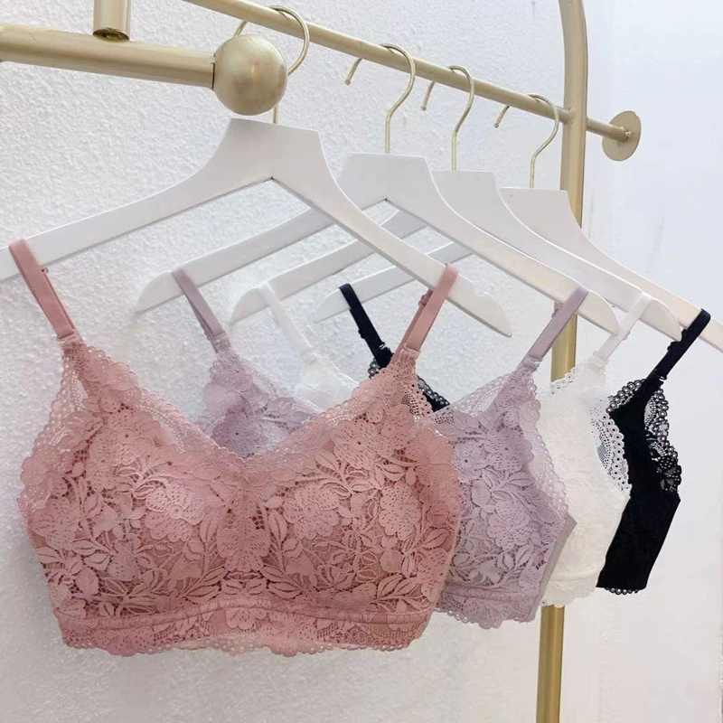 Кружевное белье, тонкий бюстгальтер, sexy беспроводной бюстгальтер, съемный пуш-ап