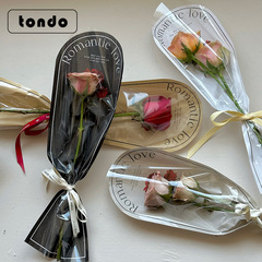 Teacher's Day new three-dimensional straight bag transparent OPP bag flower packaging bag Valentine's Day rose bouquet single bag