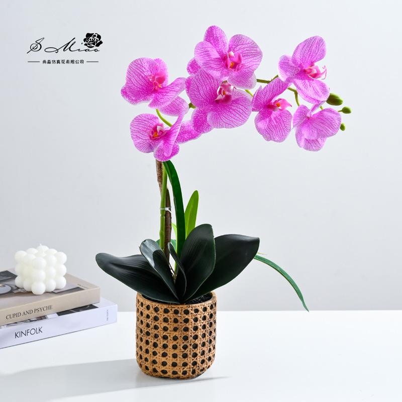 Da7 flores mariposa orquídea bonsai imitación de flores fabricantes directamente para decoración del hogar imitación de flores falsas en maceta ornamentos verdes image 8