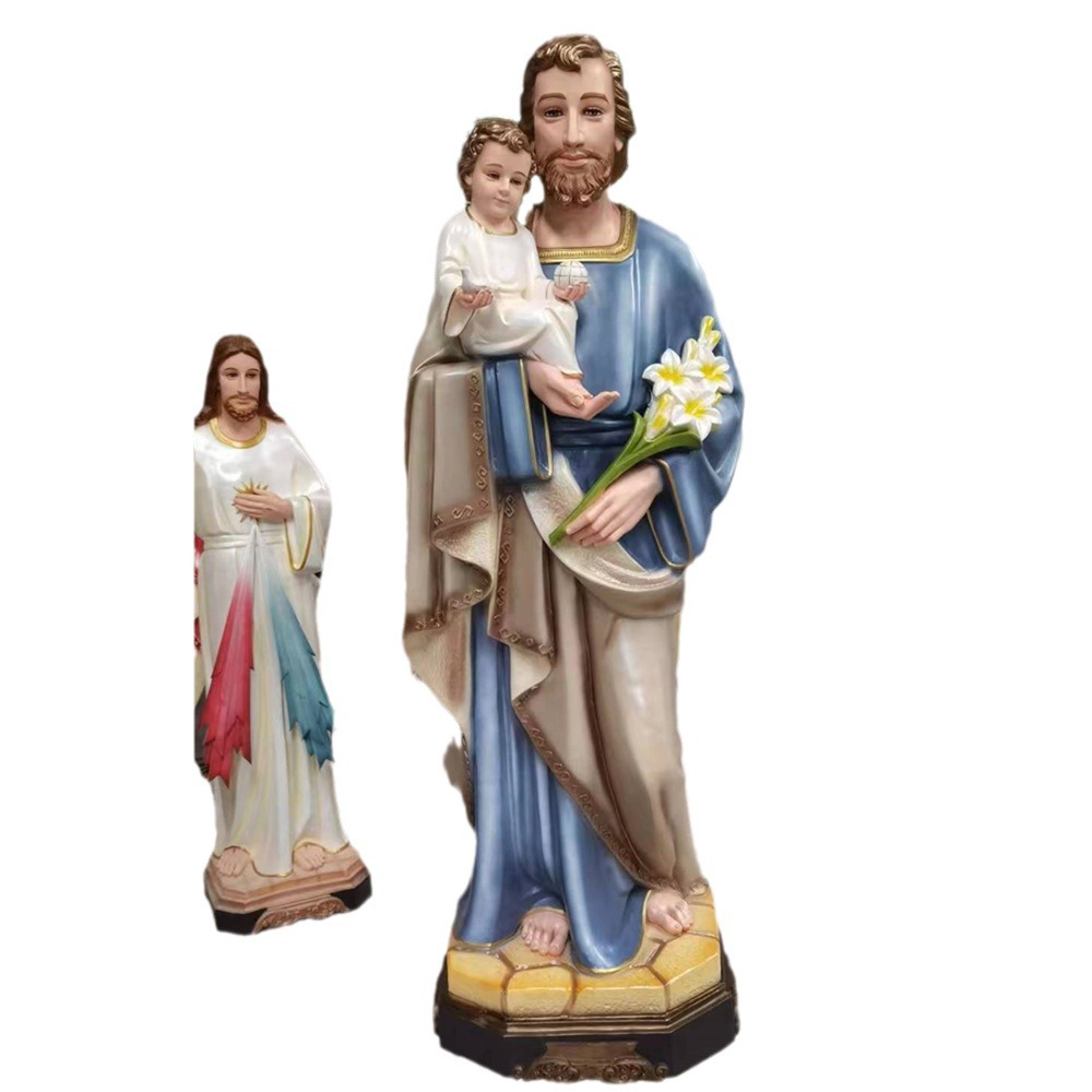 210cm José abraza a un niño santo adornos mirando estatuas de fibra de vidrio decoración de la iglesia 200 - 220