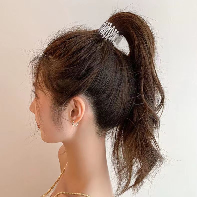 合金水钻黑色马尾夹