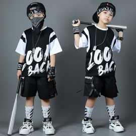 男童夏装套装潮酷炸街中大童2023新款荃棉儿童男帅气痞帅男孩夏季
