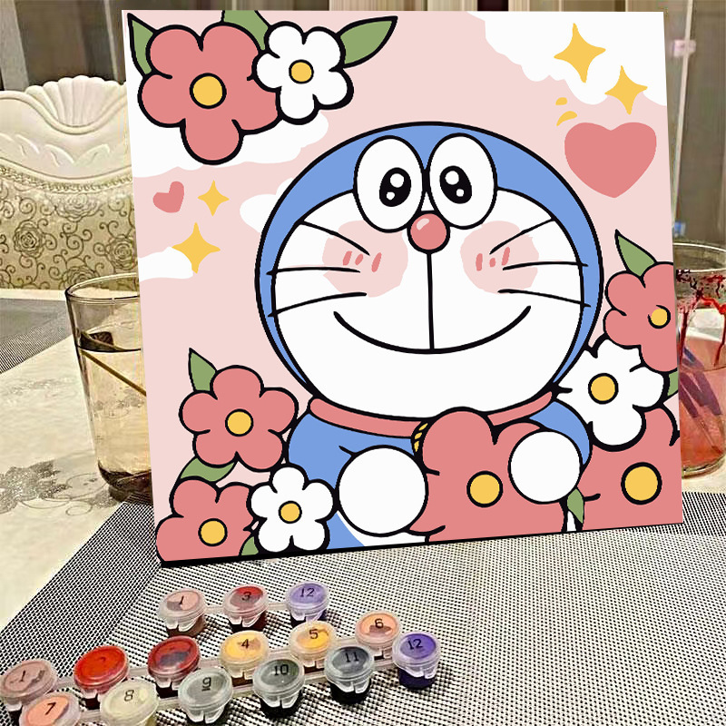 デジタル油絵diyの塗り絵の子供は漫画のアニメを埋めて色を塗ります。|undefined