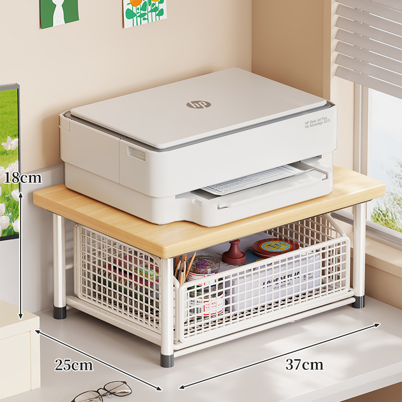 Estante Organizador para Impresora de Hierro y Madera con Cajón para Oficina image 8