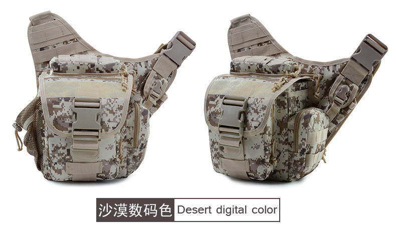 Bolso de camuflaje estilo militar para cámara fotográfica, bandolera de un solo hombro, impermeable, para ciclismo, senderismo, táctico, para actividades al aire libre.