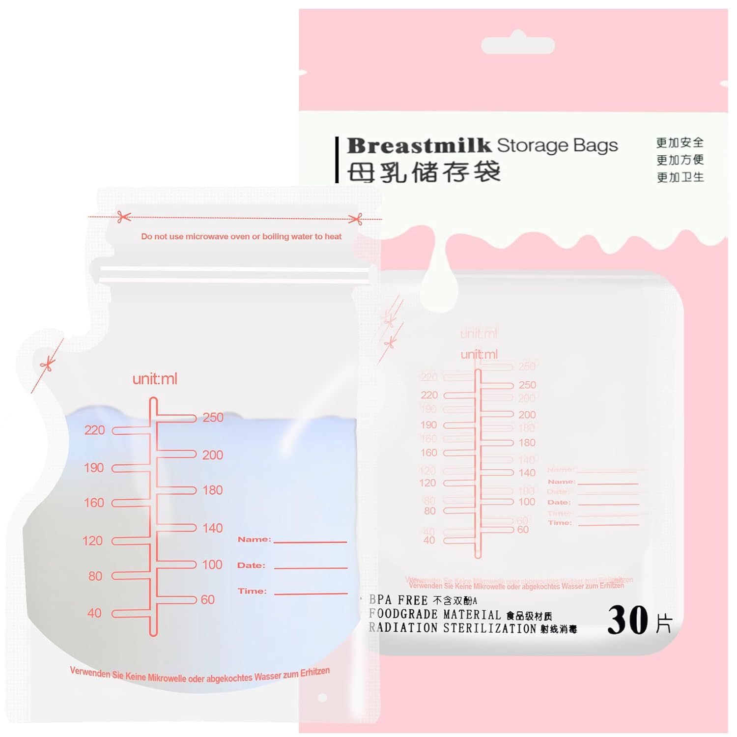 Factory Direct Sales of Breast Milk Storage Bags, Disposable Milk Storage Bags, Portable Fresh-Keeping Bags, Wholesale in Stock, Food Grade
