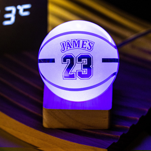 Creative Birthday Gift for Boyfriend: Basketball Football Glowing Crystal Action Figure of Kobe Bryant and Stephen Curry (James)