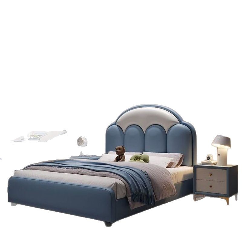 Cama de madera maciza para niños cama de cuero para niños cama individual 1.2m 1.5m 1.8m dormitorio principal cama de envoltura blanda