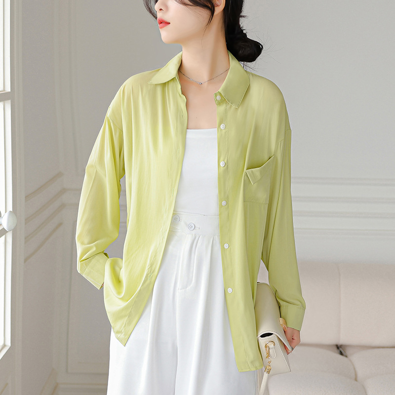 Lazy Style Tencel Cotton Sun Protection Clothing Women's Summer Thin Korean Style Loose Versatile Irregular Design Shirt Jacket