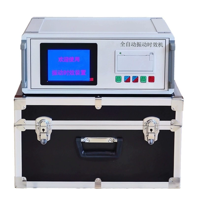 Полностью автоматический вибрационный инструмент для устранения остаточных внутренних напряжений. Тест на напряжение. Устранитель напряжений при сварке стальных пластин. Предотвращение деформации.