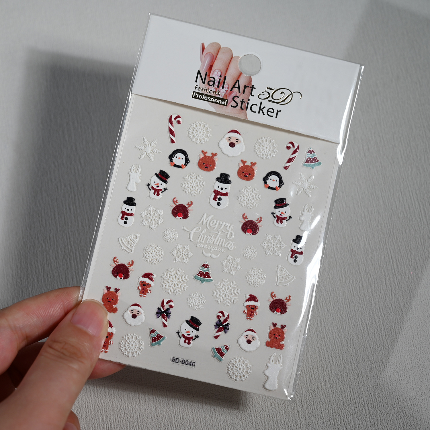 El Comercio exterior caliente nuevo estilo de Navidad pegatina de uñas alivio estéreo Santa Claus copo de nieve 5D parche de uñas alivio