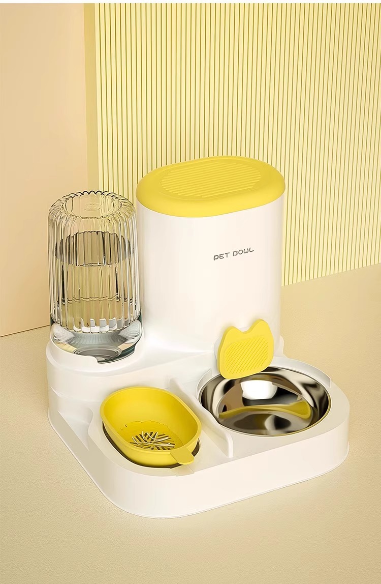 Automatic Cat Feeder With Water Dispenser Double Pet Dish Bowl_voghion.com