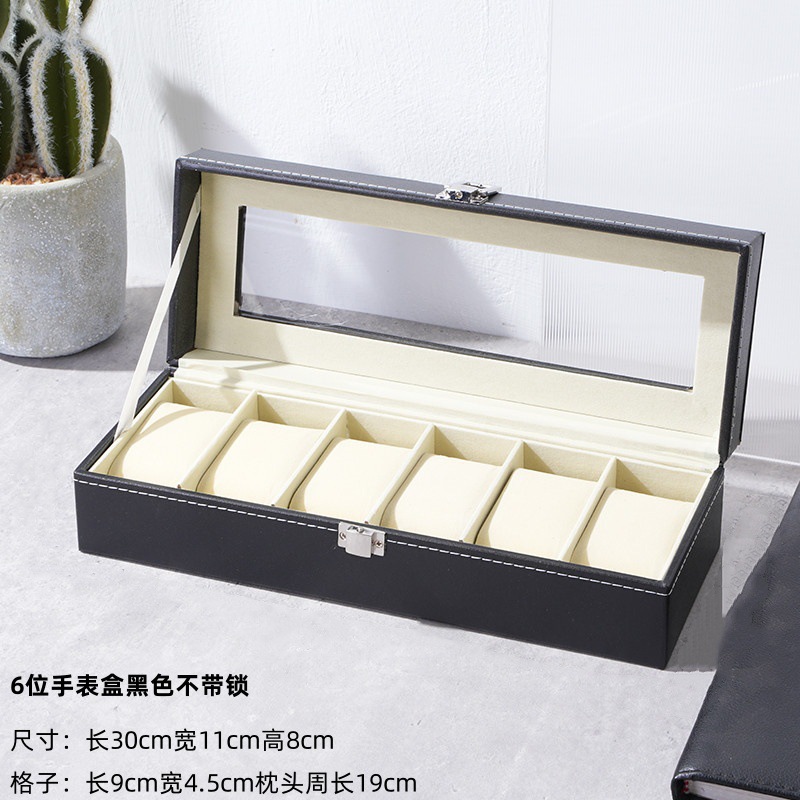 Caja de almacenamiento de reloj de cuero de veta de madera retro Caja de reloj múltiple Reloj de alta gama Reloj mecánico Caja de joyería Hogar de gran capacidad image 13