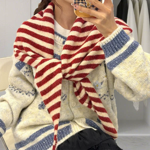 Lazy Wool Triangle Scarf Autumn and Winter Outerwear Women's Large Shawl Korean Style Pure Color Soft Waxy Versatile Warm Scarf
