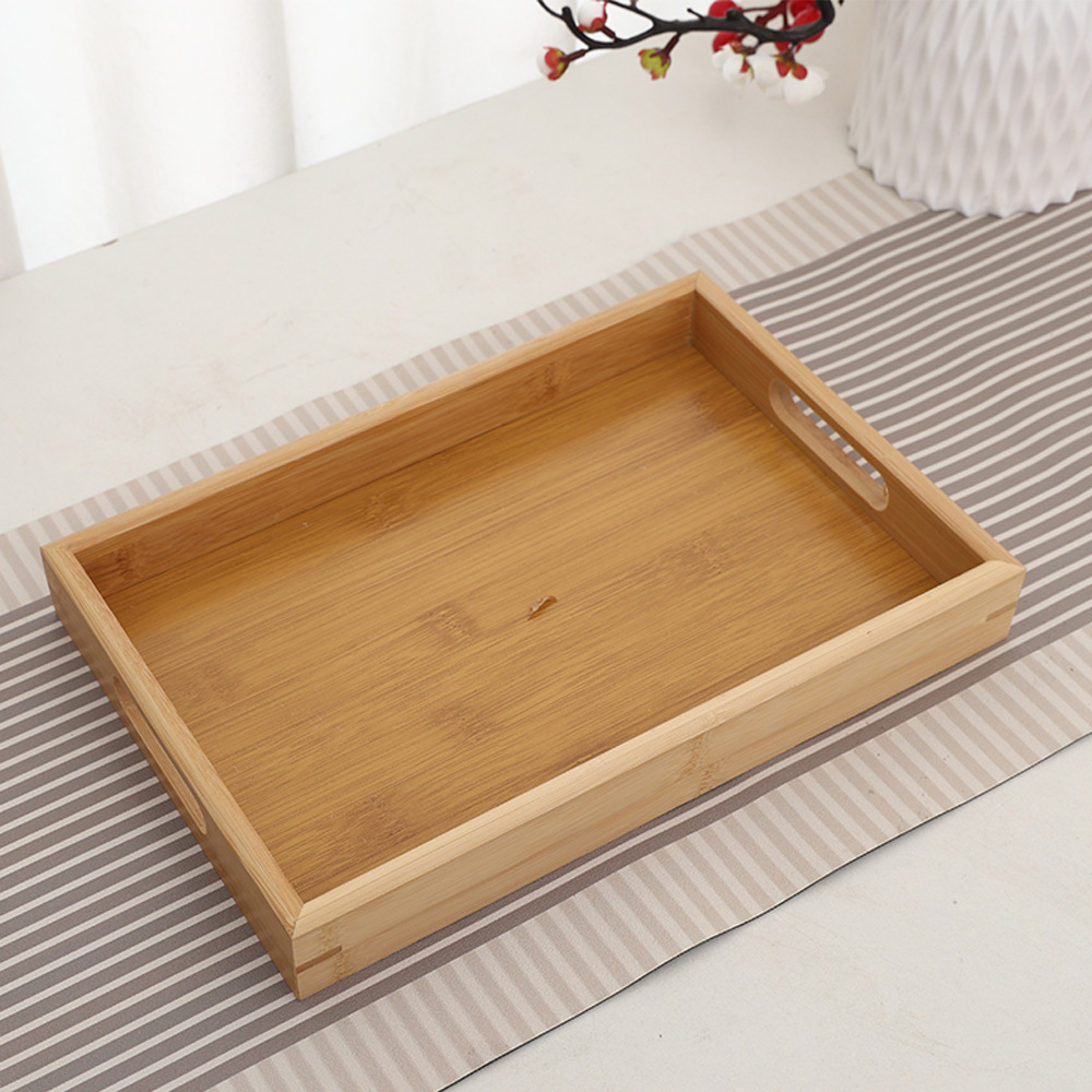 bandeja de bambú rectangular gruesa bandeja de comedor para hotel bandeja de té de bambú bandeja de madera de pan de frutas creativas de bambú