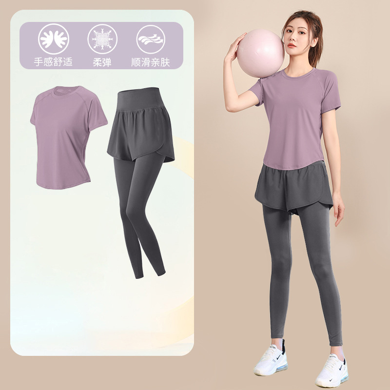 ランニングスポーツスーツ女性のための 2025 新しいフィットネストレーニングヨガ服速乾性衣類屋外プロフェッショナル通気性朝のランニング服|undefined
