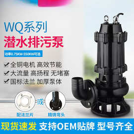 WQ污水泵潜水排污泵潜污泵大流量大功率防汛排涝泵三相电排污泵