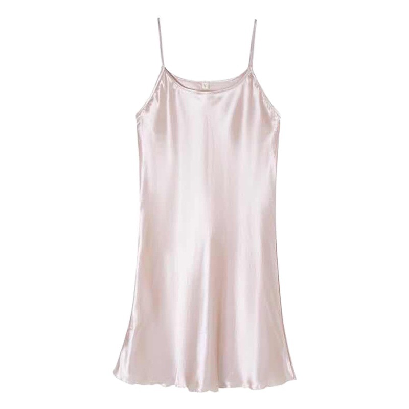 New Sling Nightgown Women's Summer Thin Sexy Silk-like Dress Pajamas Women's Spring and Autumn Ice Silk Large Size Home Clothes
