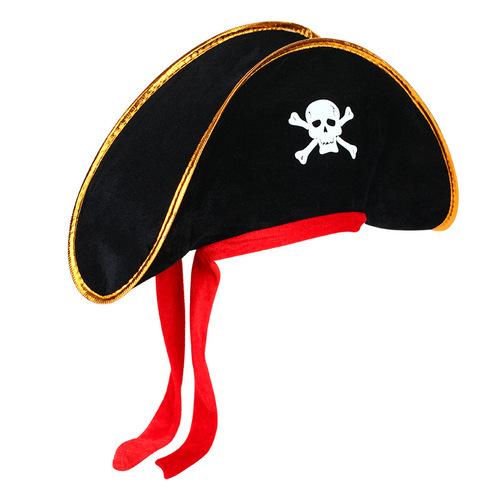Halloween Pirate Hat, Caribbean Pirate Costume Accessory, Adult and Children's Hat, Red Ribbon Tied Morgan's Captain Hat