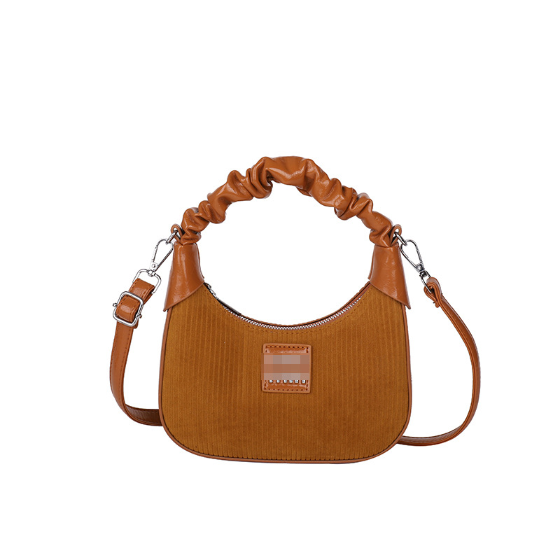 Bolsos de axila populares transfronterizos para mujer 2025 nuevo bolso de bola de masa de moda retro bolso de mensajero de un solo hombro plisado de terciopelo