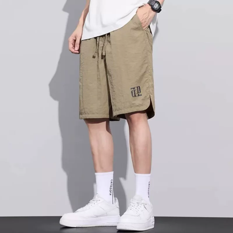 Thin men's comfortable trousers for leisure, fashionable silk shorts, loose straight fit
