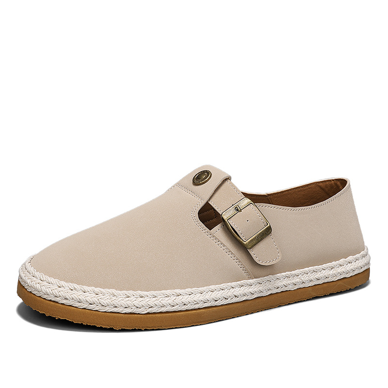 Zapatos de lona para hombre verano casual viejos zapatos de tela de lino de Beijing zapatos de moda de pescador perezoso de un pie para hombre 2025 nuevo