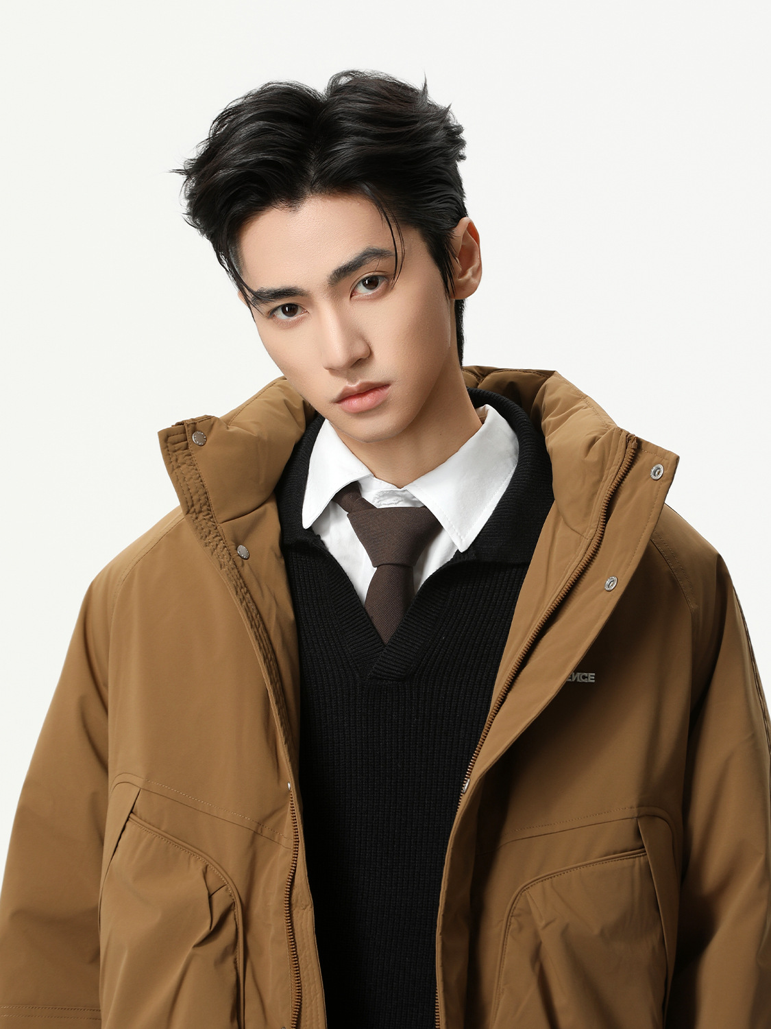 MTLCLOTHES Hombres| Collar grueso blanco de camisa corto de viaje cómodo chaqueta de plumón casual