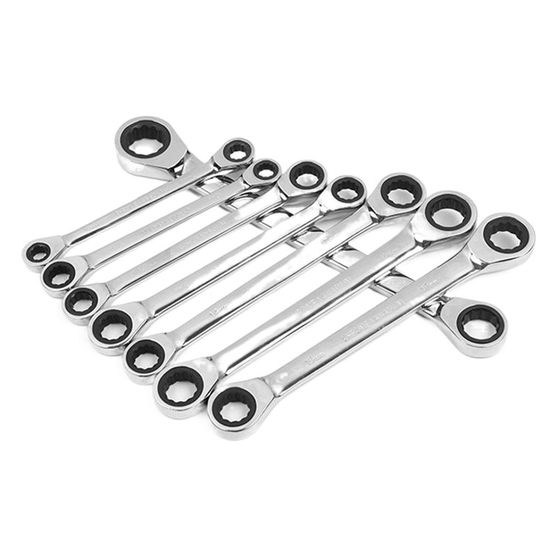 Llave de trinquete genuina de doble cabezal, llave bidireccional en forma de flor de ciruelo, herramienta de 72 dientes, juego de alta resistencia de doble propósito, llave rápida.