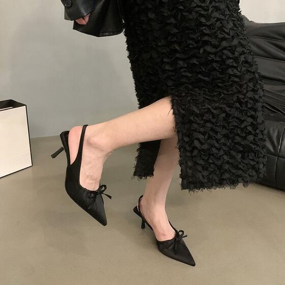 Niche High Heels Leopard Print Heel Sandals Fairy Shoes 2024 New Summer Elegant Pointed Bow Shoes