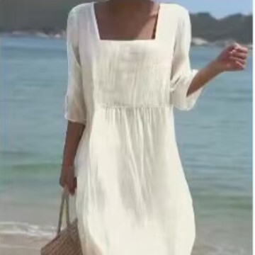 2025亚马逊跨境夏季新款欧美女装宽松圆领时尚高级长袖印花连衣裙|undefined