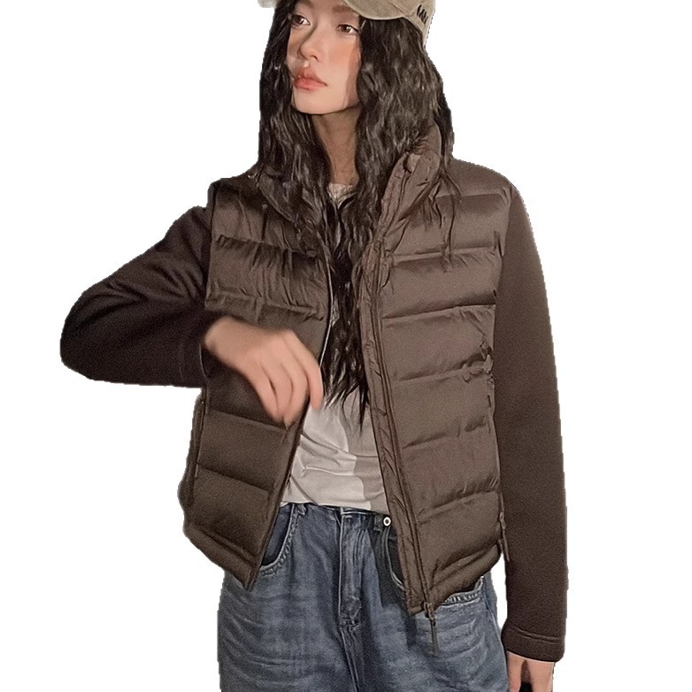 Comercio exterior ligero y delgado plumón de algodón mujer 2025 nuevo estilo de collar vertical moda de otoño y invierno simple chaqueta de algodón coreano abrigo