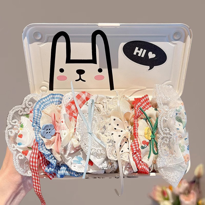 Nudo de encaje pequeño coreano, lazo para el cabello de intestino grueso, lazo de encaje de cola de caballo para mujer, cuerda para el cabello fresca, cuerda para el cabello de alto valor para niña