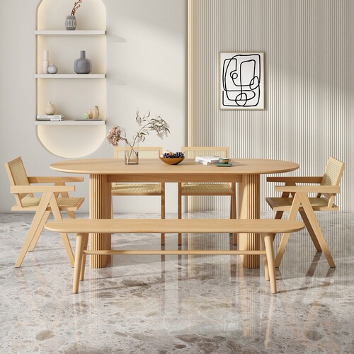 Japanese solid wood dining table and chairs oval wabi-sabi style special-shaped office desk small apartment dining table simple log workbench