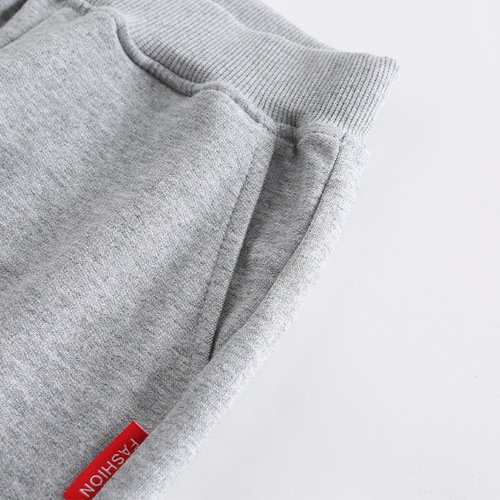 Children's sporty loose pants, leisure long pants, big kids pure cotton sanitary pants, spring and autumn ribbed thin model, tie-up pants, student school uniforms