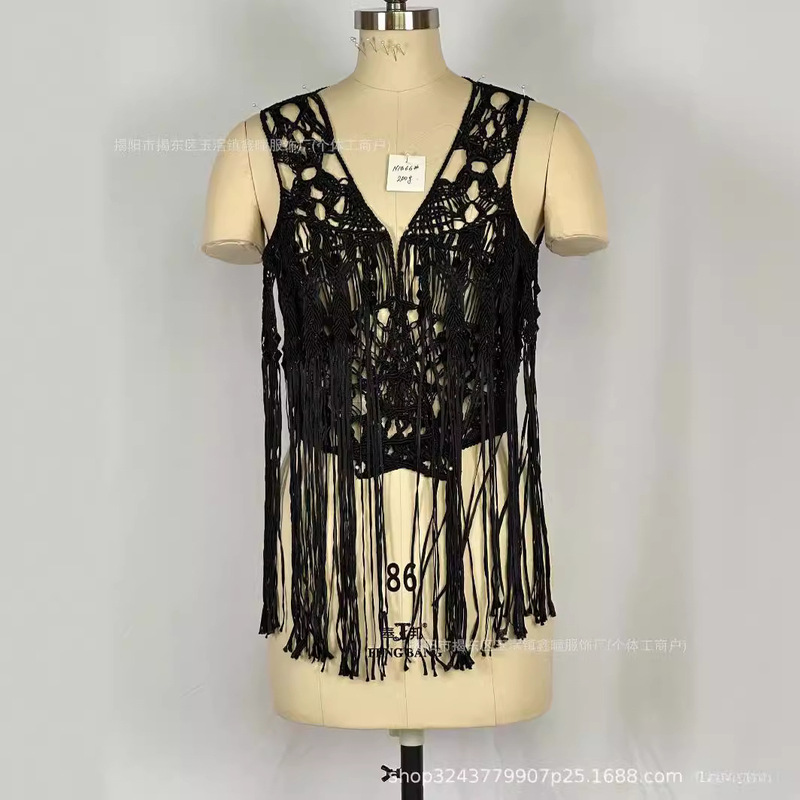Cross-Border Amazon Popular Bohemian Style Women's Vest Fashion Design Pure Hand-Woven High-End Style