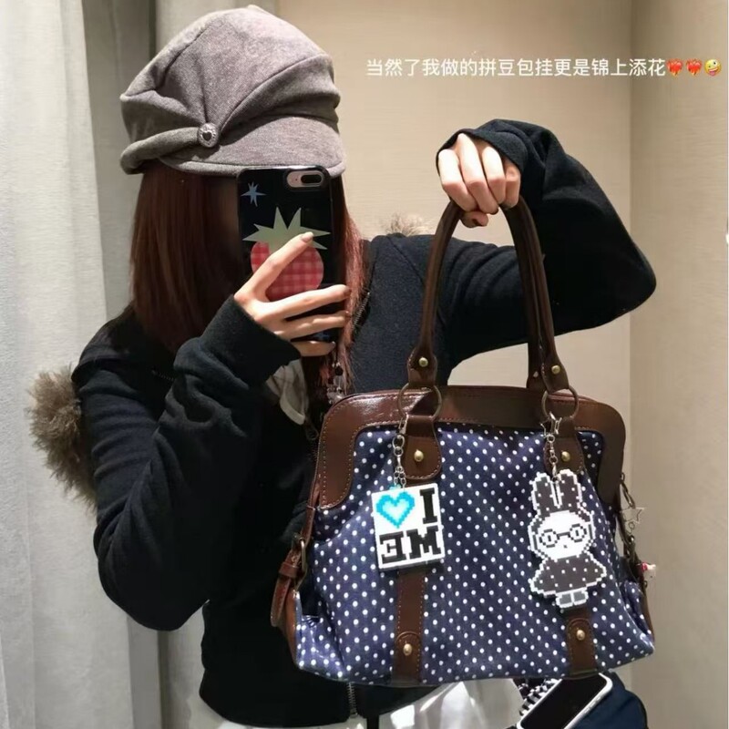 Retro Polka Dot College Style Tote Bag for Women 2026 New Fashion Versatile Large Capacity Commuter Satchel Briefcase Retro Polka Dot College Style Tote Bag for Women 2026 New Fashion Versatile Large Capacity Commuter Satchel Briefcase
