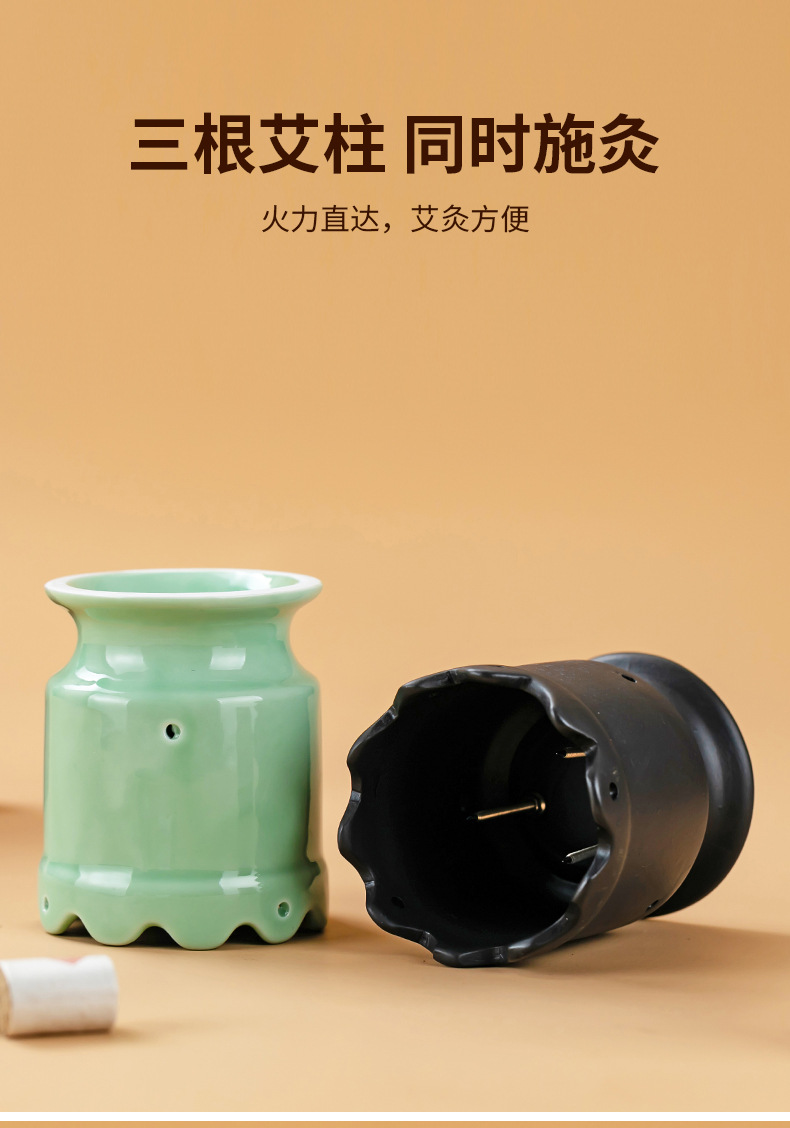 Ceramic Lotus Moxa Cup Gua Sha Warm Moxibustion Device for Neck Meridian Care 0.5kg quality and texture