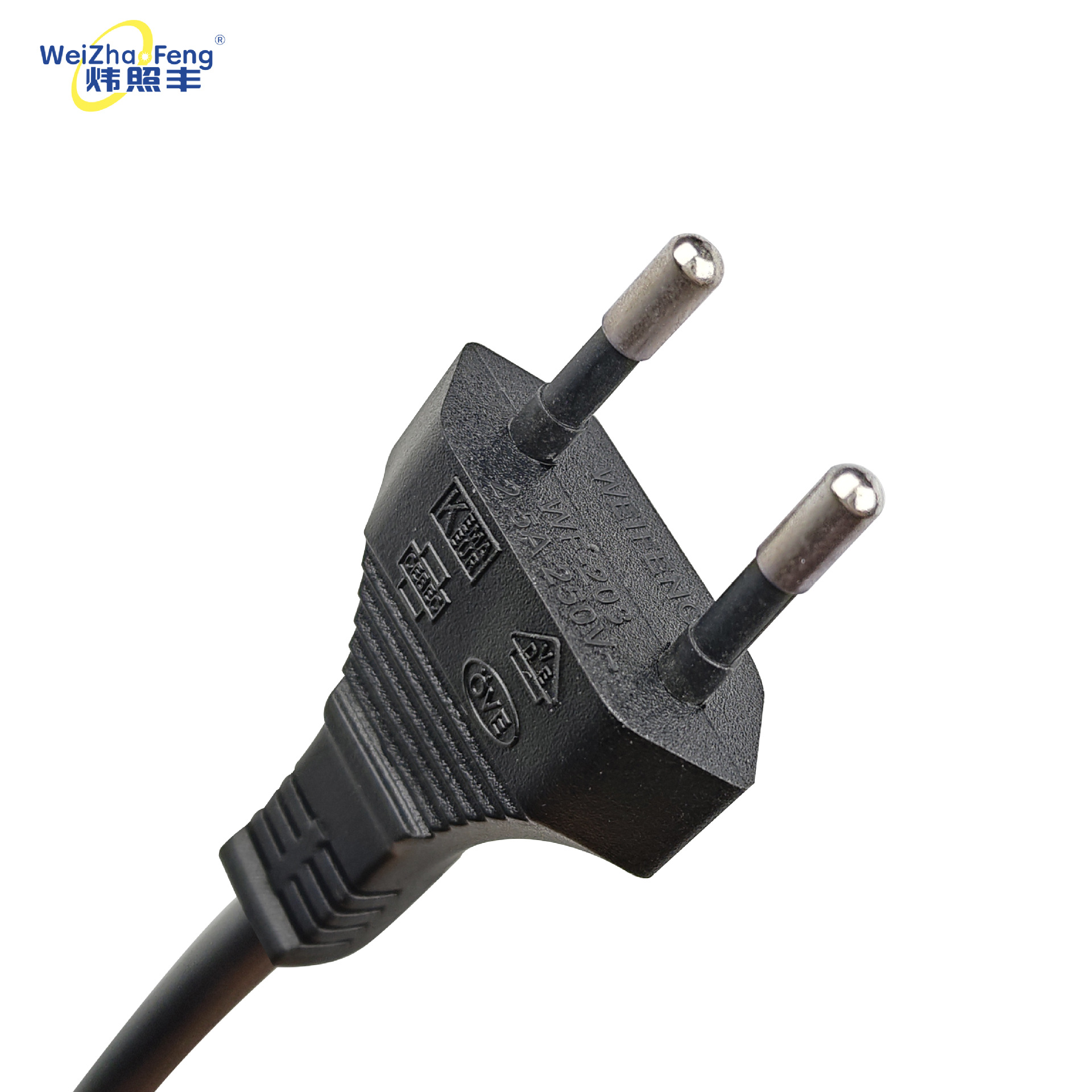 欧洲VDE两圆端插8字尾电脑电饭锅设备延长线2.5A欧洲AC电源插头