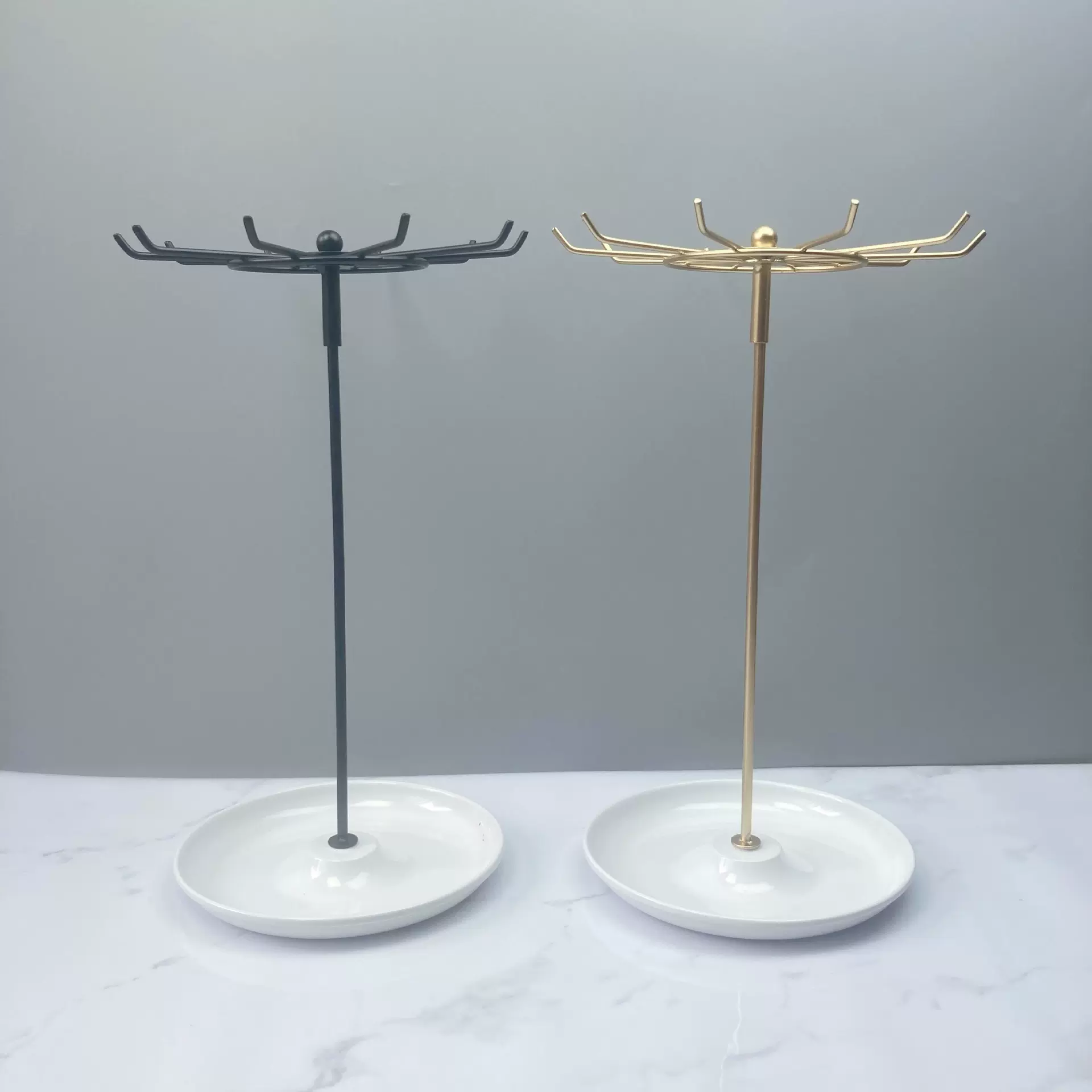 家居桌面项链收纳架夜市摆摊铁艺耳环展示架桌面旋转可拆卸饰品架