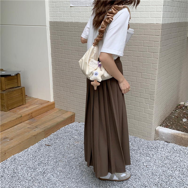 19212 corduroy retro underarm bag, sweet and youthful girl's single-shoulder bag with contrasting colors, cute student square bag undefined
