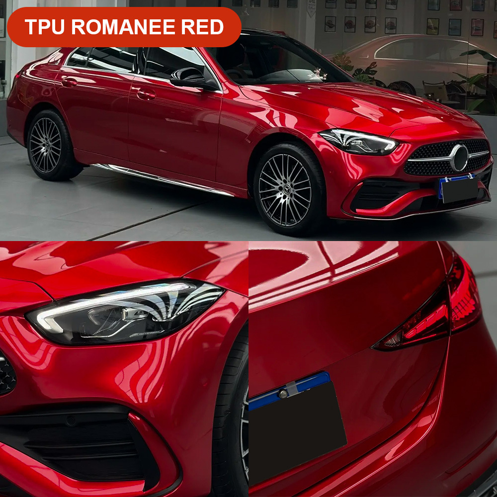 Axxpel Glossy Romanee Red Tpu Car Paint Color-Changing Protective Film Ppf Heat Repair Scratch Protection