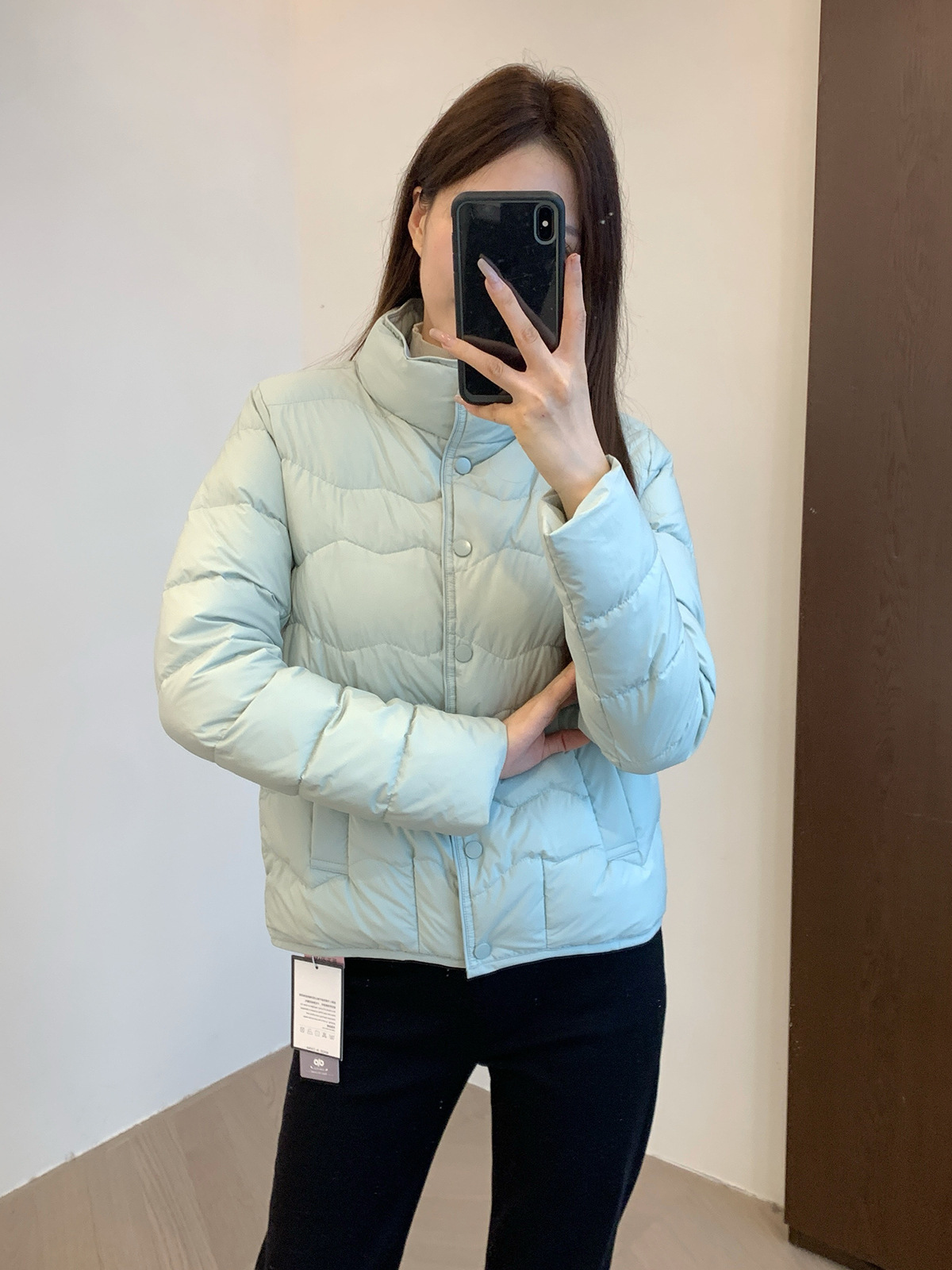 三星90%白鸭羽绒 云朵绵柔波浪形绗缝设计立领羽绒服冬新F100927