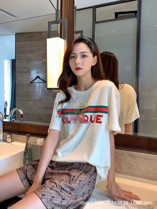 トレンドブランド Gjia Gjia ライトニングベア Tシャツ 夏 プリント ラウンドネック ゆったり 半袖 男女 カップル 親子スタイル|undefined