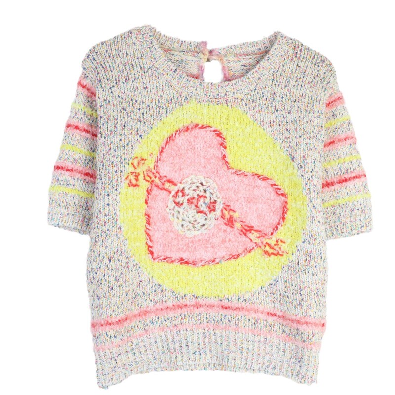 Heavy Industry Rainbow Love Girl's Sense Short Dopamine Color Knitted Short-sleeved Summer Women's Clothing Small Fragrance Sweater Knitted Sweater